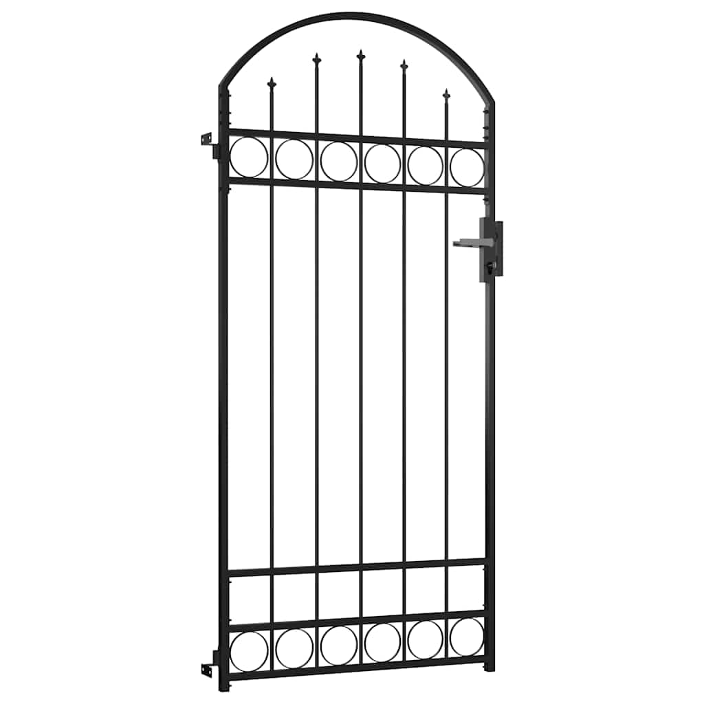 vidaXL Gartentor ASSEN Stahl 89x200cm Schwarz Bogen