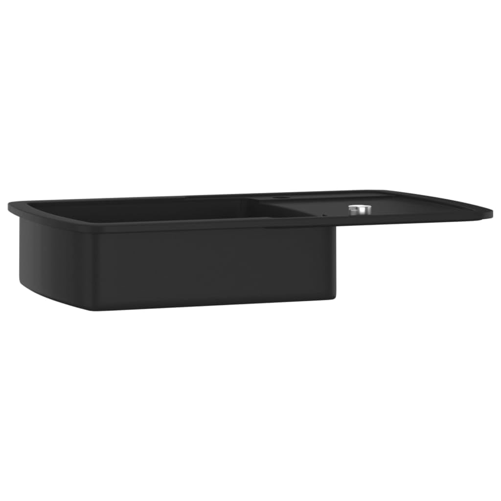 vidaXL Granitspüle Einzelbecken Schwarz reversibel Quarz