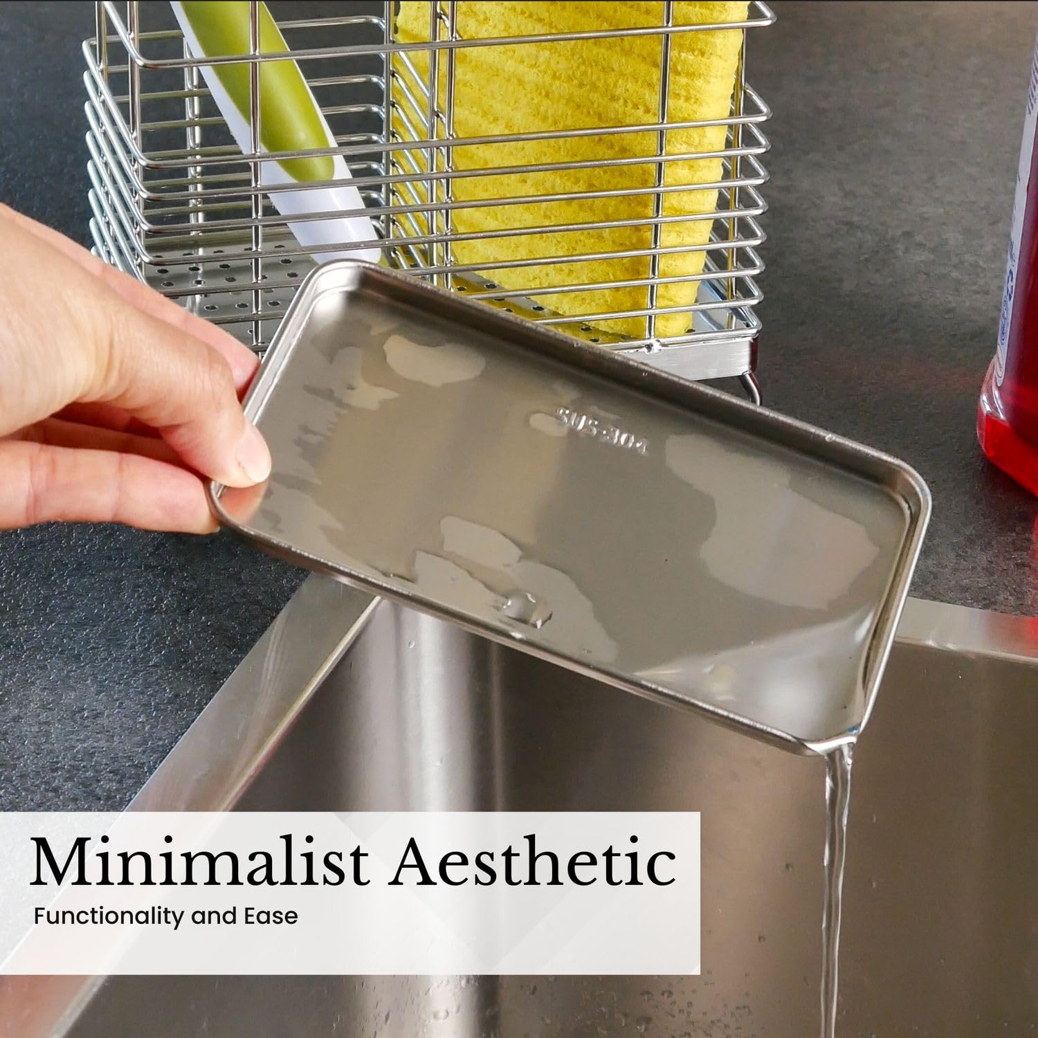 Intirilife Spülenablage Edelstahlkorb Silber 21,5 cm rostfrei