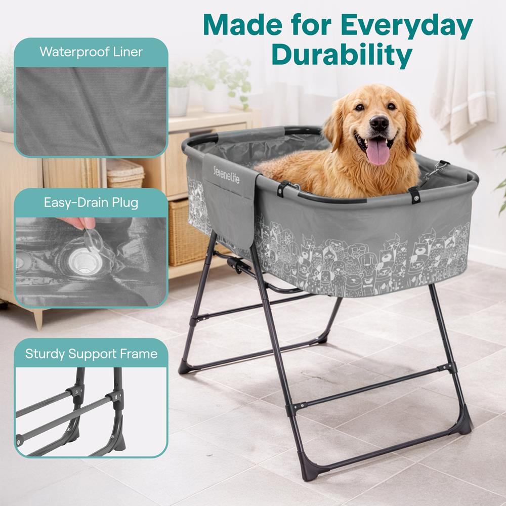 Serenelife Pet Care Hundebadewanne faltbar grau 59 kg