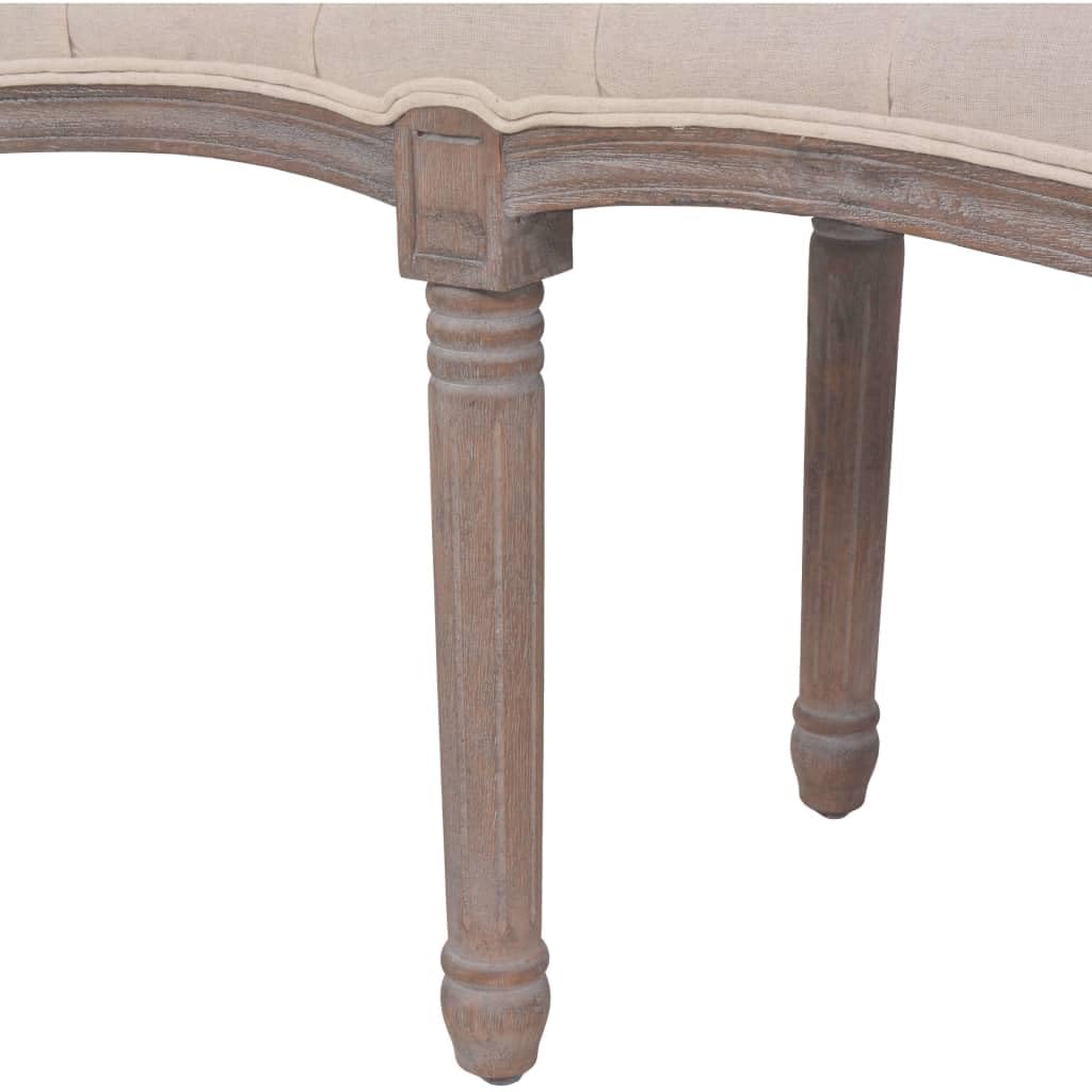 vidaXL Bank Sitzbank 150x40x48 cm Cremeweiß Leinen Holz
