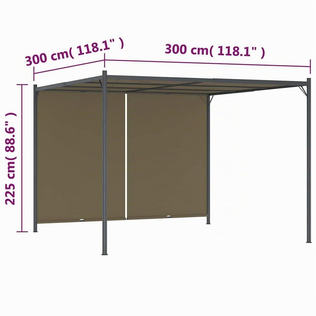 vidaXL Heim & Garten Pergola 3x3m Taupe Schiebedach Pavillon