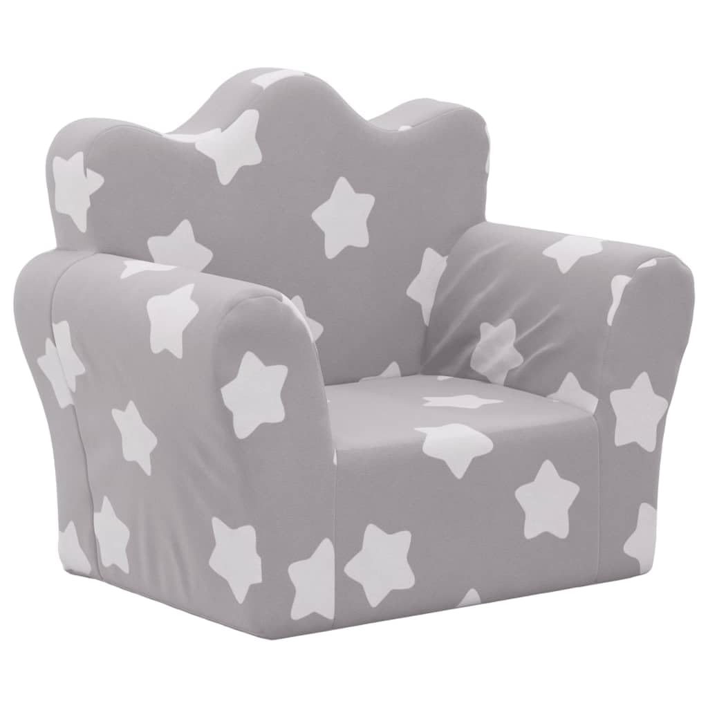 vidaXL Baby Kindersofa Hellgrau Sterne Plüsch 54x34x45 cm