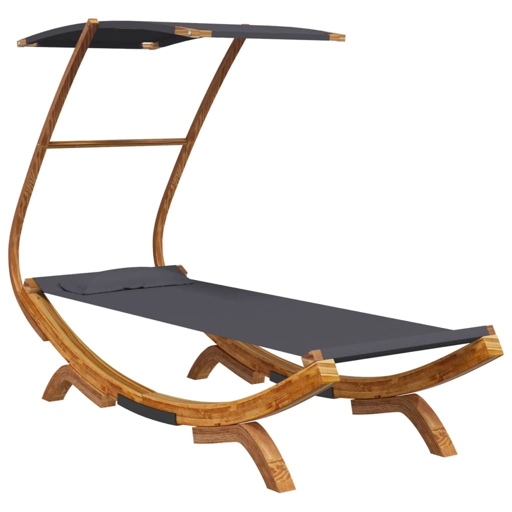 vidaXL Loungebett mit Dach Creme Bugholz 100x190 Sonnenliege