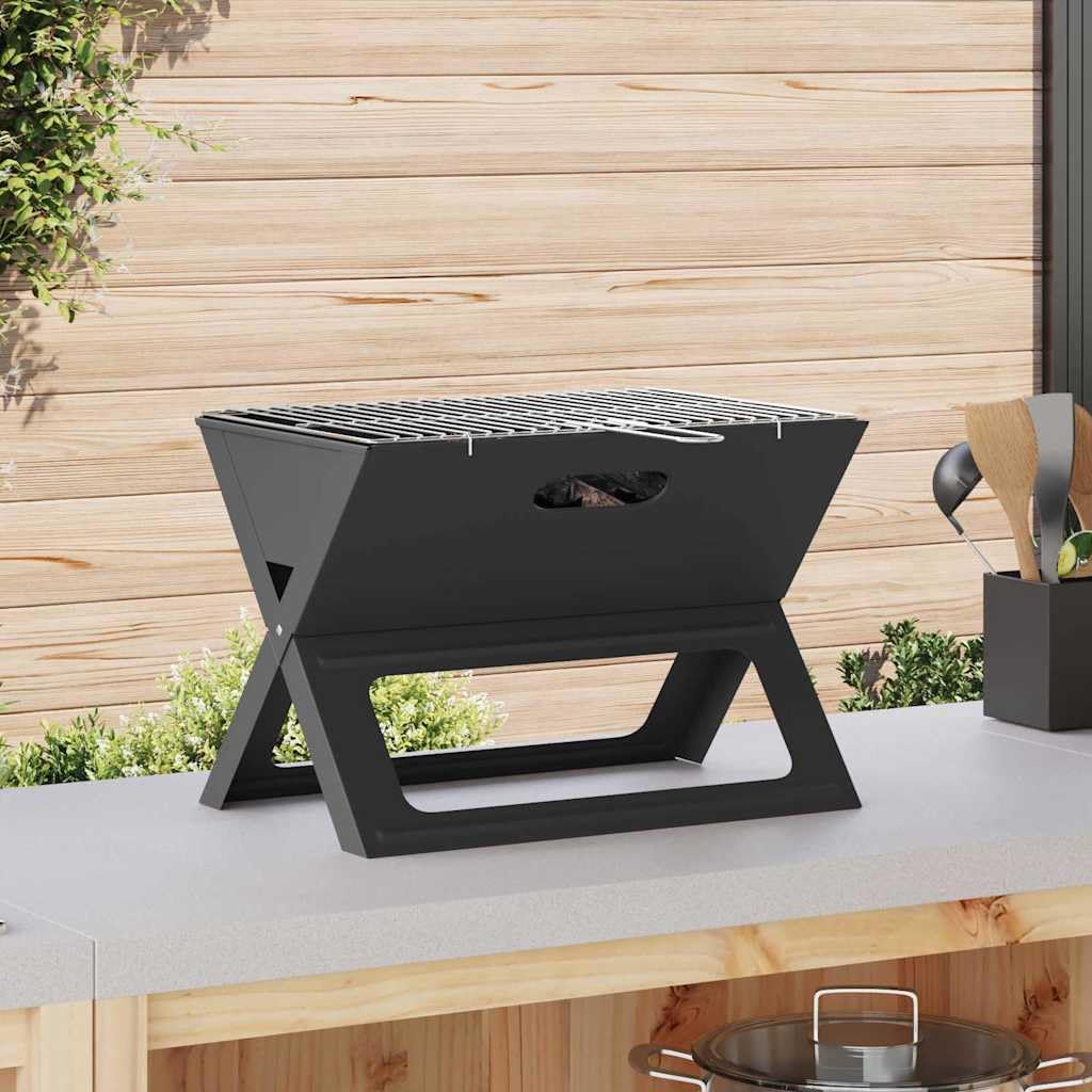 vidaXL Outdoor Grill Schwarz 46x31x31 cm Stahl