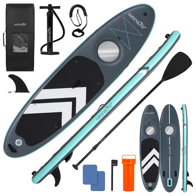 Serenelife SUP aufblasbares SUP-Board transparent SLSUPCL01 Set