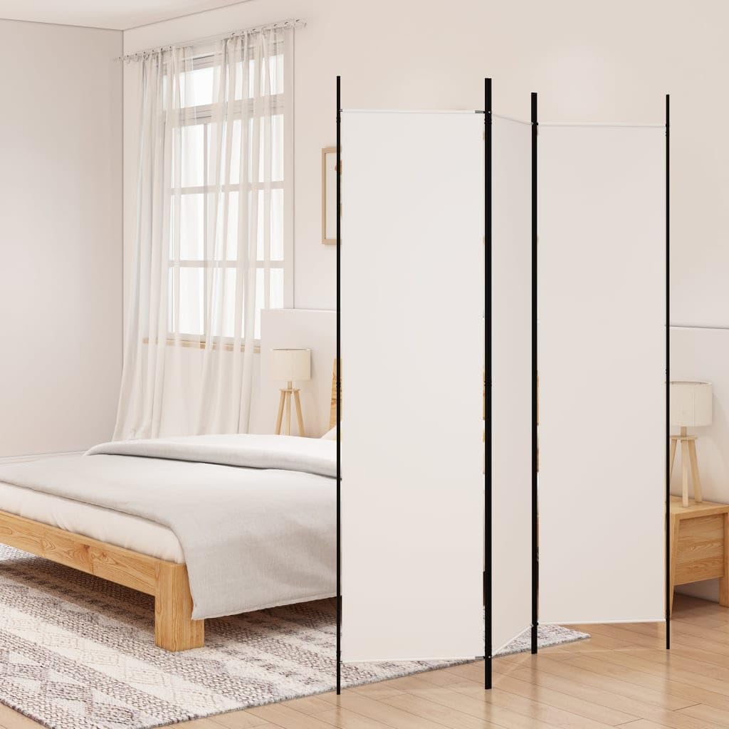 vidaXL Paravent 150x200 cm Raumtrenner Weiß Stoff