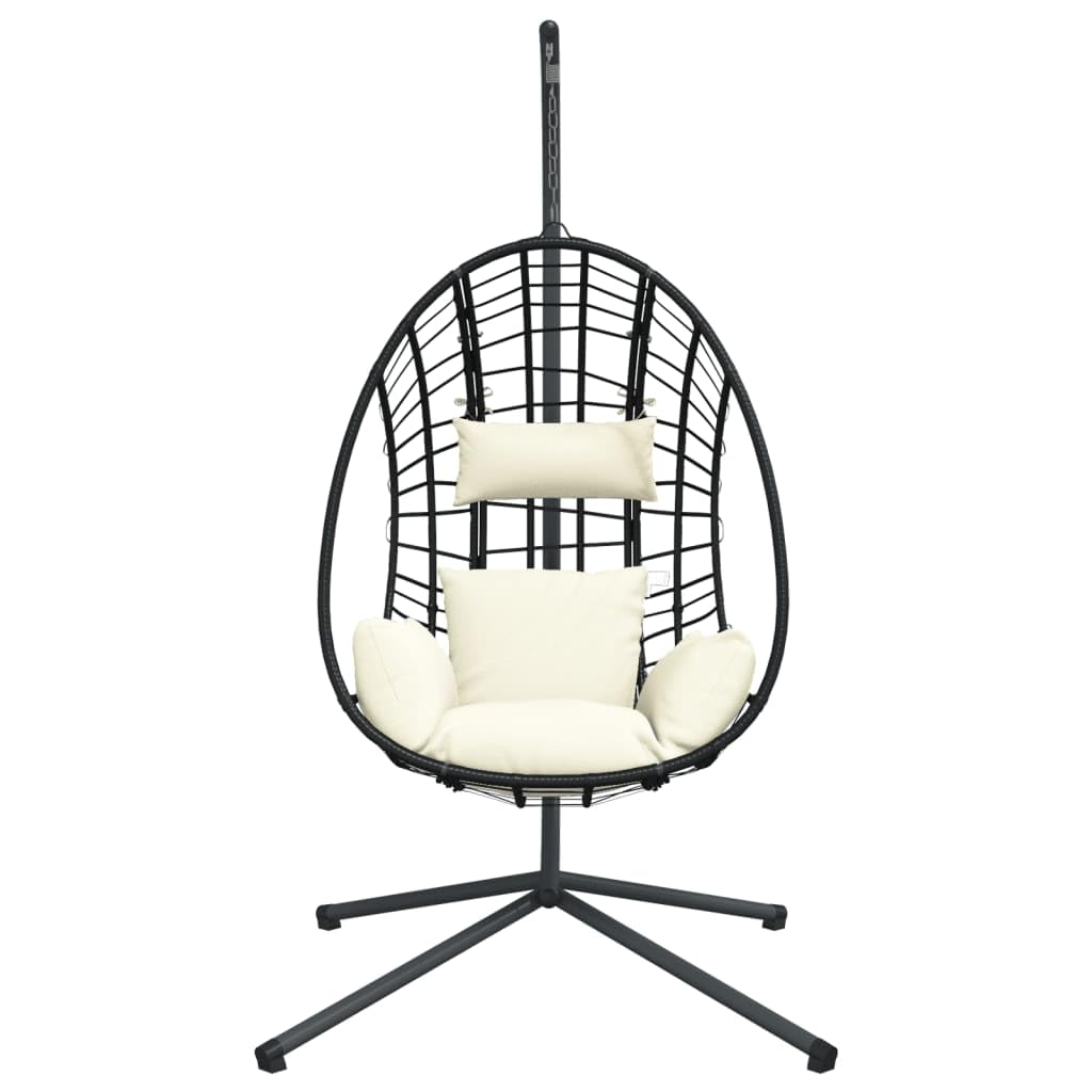 vidaXL Heim & Garten Hängesessel Ei Beige Rattan Stahl 104x100x197