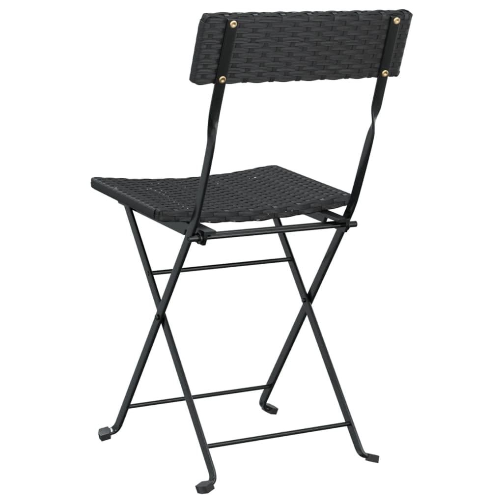 vidaXL Heim & Garten Klappstühle 4St Schwarz Rattan Stahl