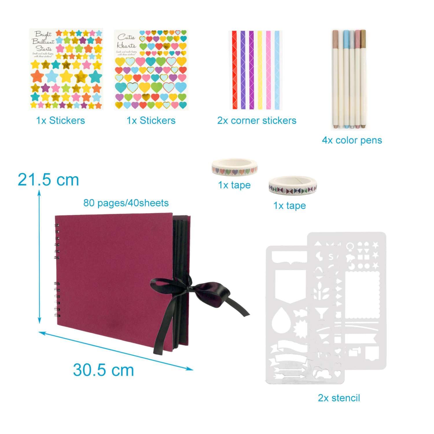 Intirilife Fotoalbum Selbst Gestalten Rot 80 Seiten DIY-Set