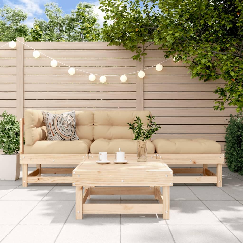 vidaXL Heim & Garten Lounge Set 4-tlg. Massivholz mit Kissen