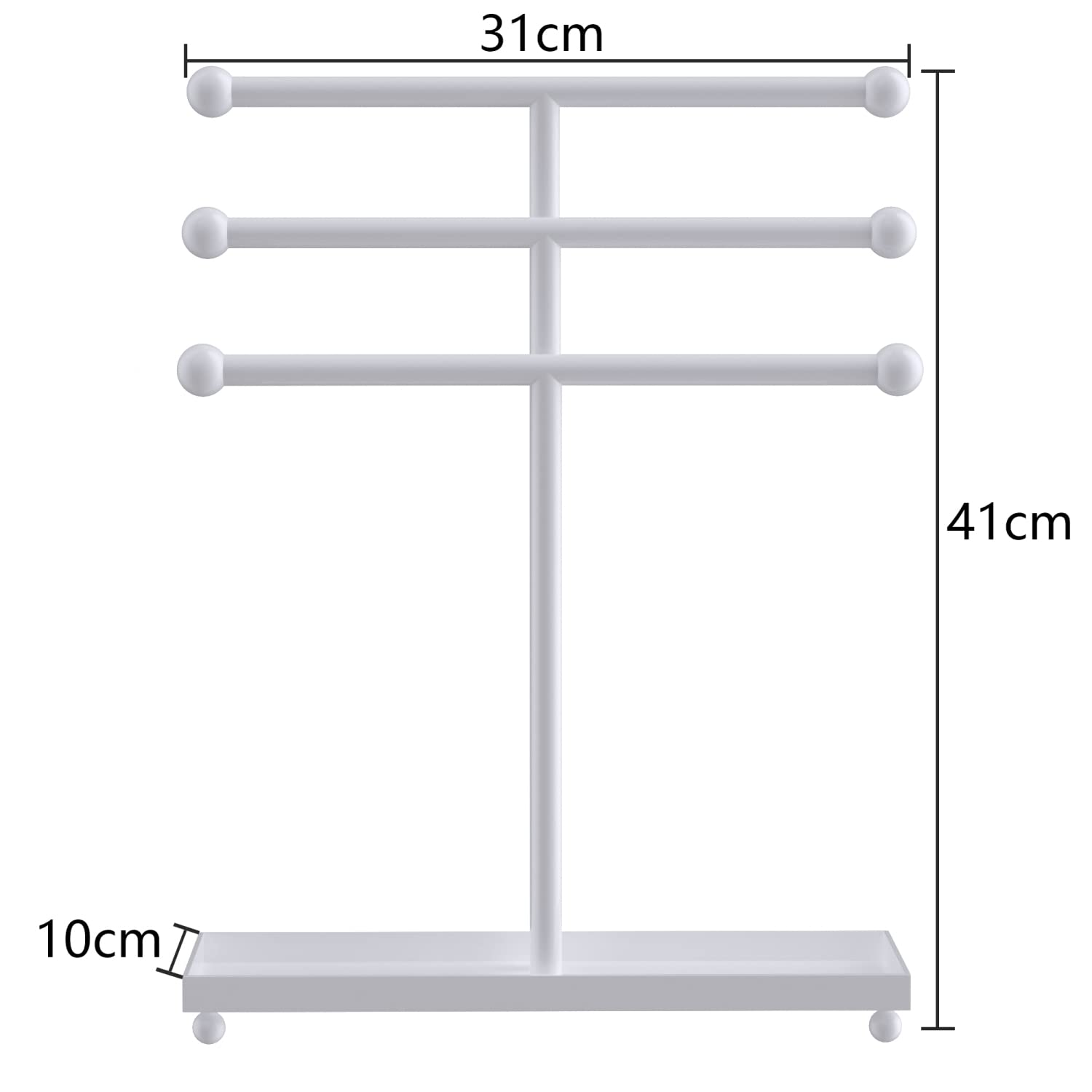 Intirilife Schmuckbaum Eisen Weiß 3-stufig 31x10x41 cm