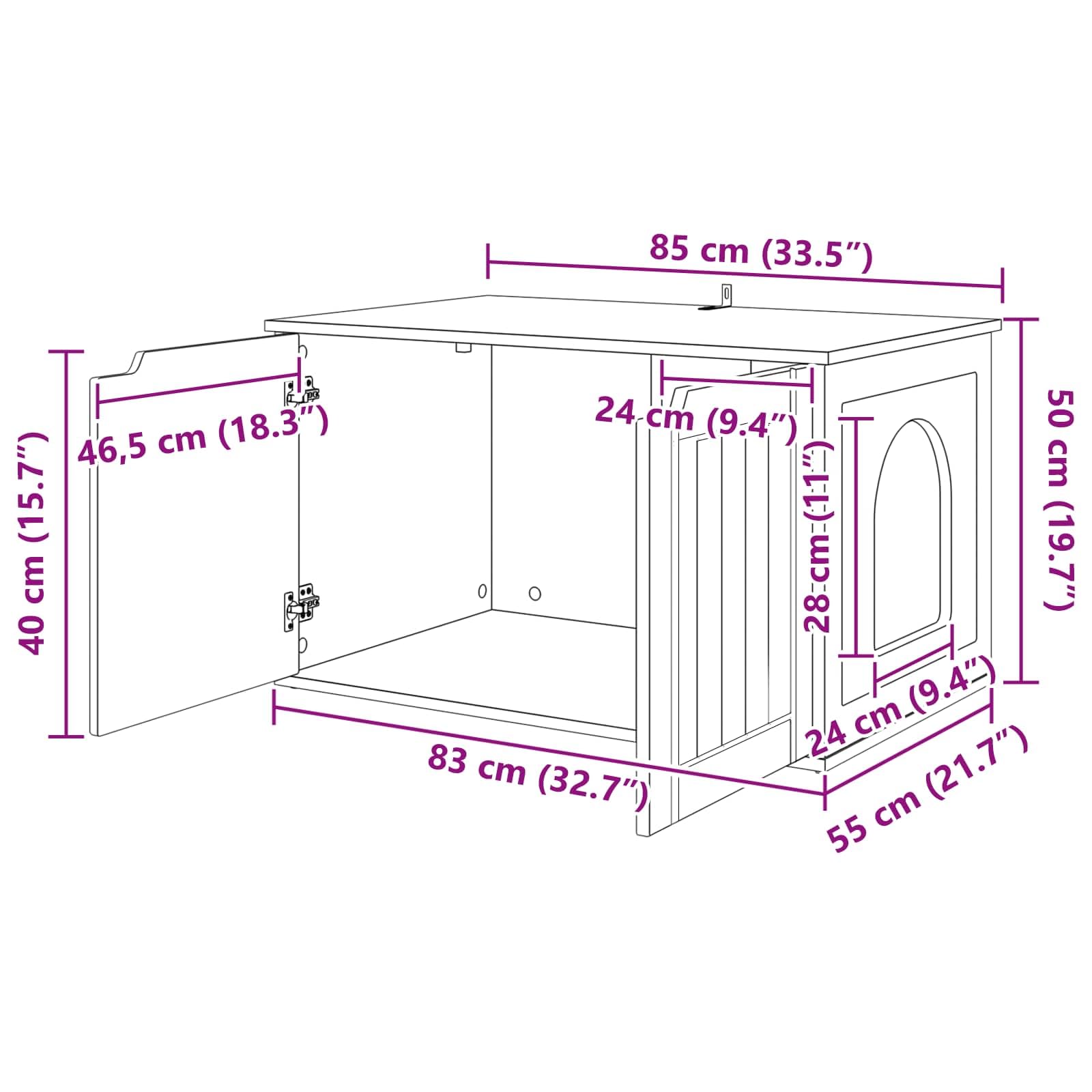 vidaXL Tierbedarf Katzenhaus Artisan-Eiche 85x55x50,5 cm Holz