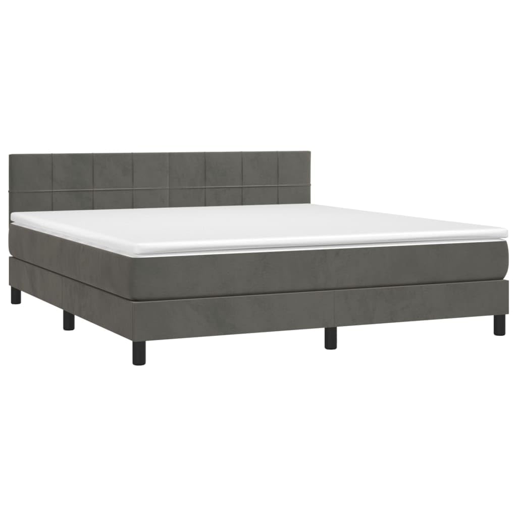 vidaXL Boxspringbett 160x200 Bett Dunkelgrau Samt LED