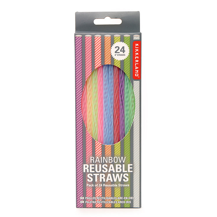 Kikkerland Home Rainbow Trinkhalme 24er Set wiederverwendbar