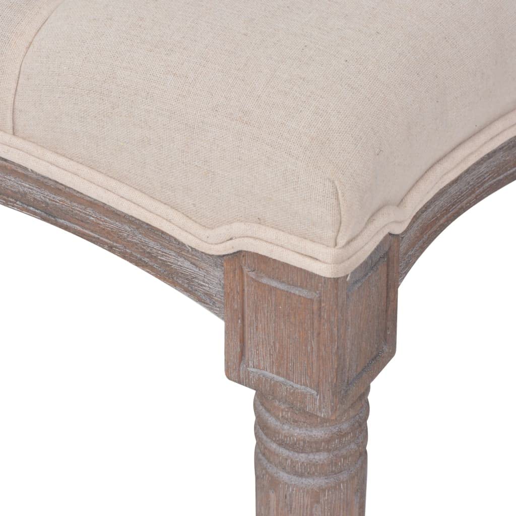 vidaXL Sitzbank Stoff 150x40x48 cm Cremeweiß Massivholz