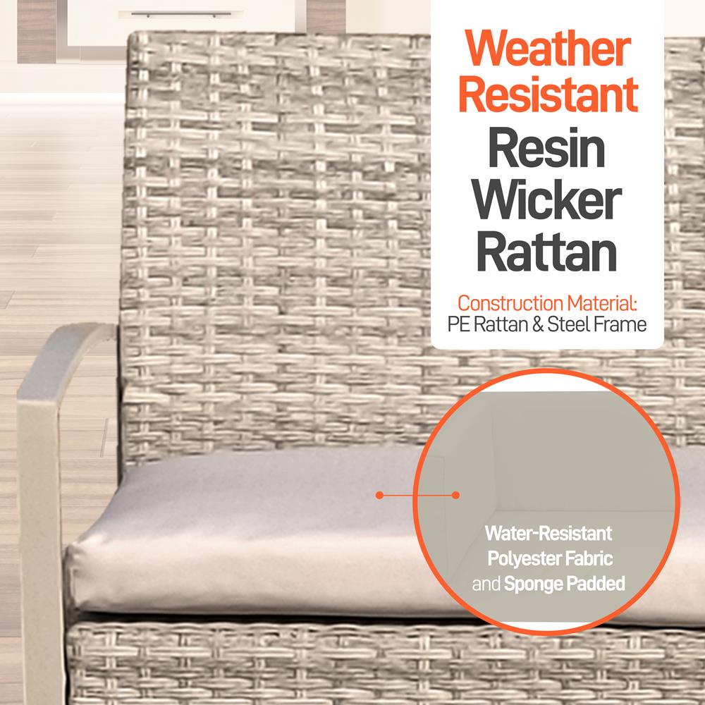 Serenelife Furniture Rattanset 4-teilig Taupe-Beige mit Glas