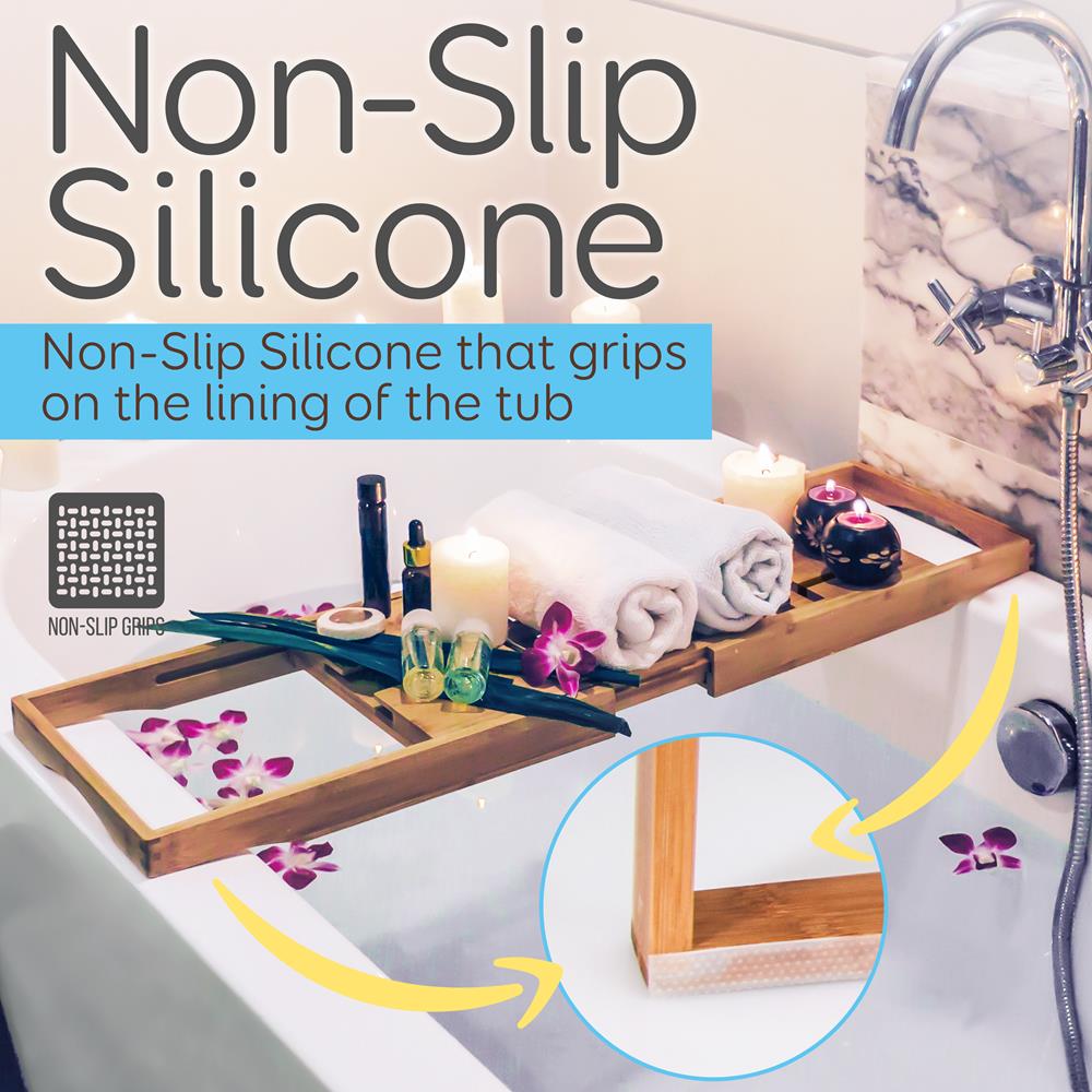 Serenelife Bathroom Badewannenablage Bambus verstellbar