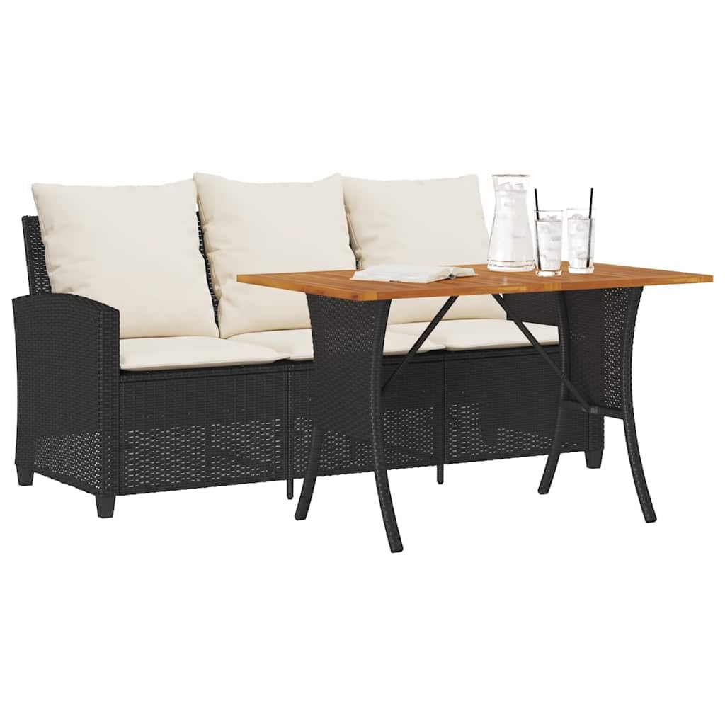 vidaXL Heim & Garten Gartensofa 3-Sitzer Schwarz Poly Rattan
