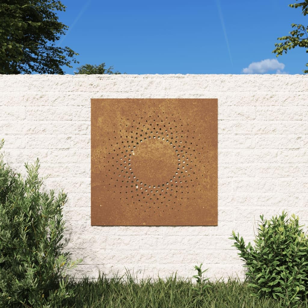 vidaXL Heim & Garten Wanddeko 55x55 cm Cortenstahl Sonne-Design
