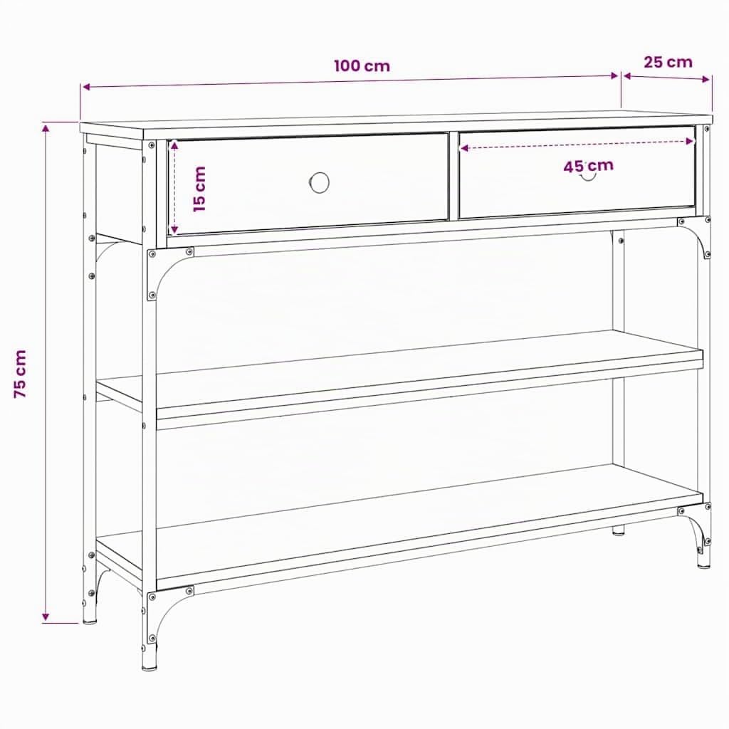 vidaXL Möbel Konsolentisch 100x25x75 cm Sonoma-Eiche Holz