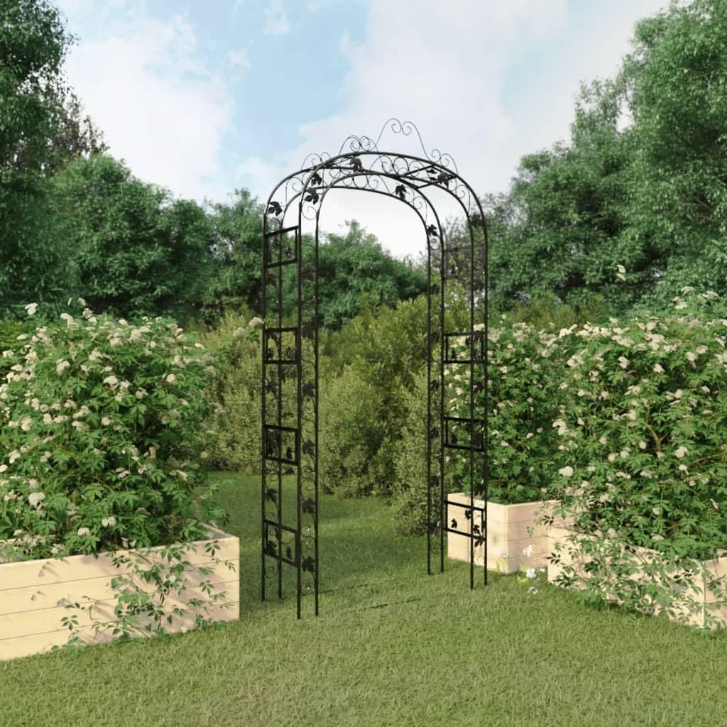 vidaXL Gartenbogen Schwarz 116x45x240 cm Stahl Rosenbogen