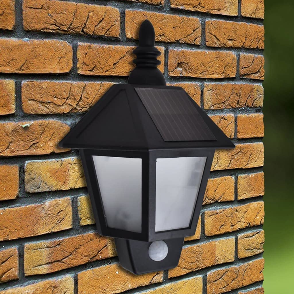 vidaXL Solar-Wandleuchten 2 Stk. Bewegungsmelder Schwarz