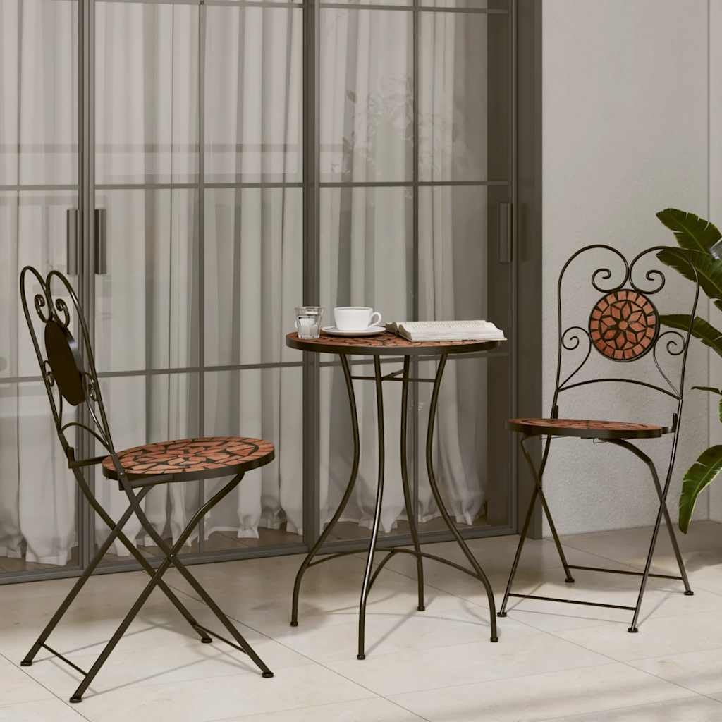 vidaXL Heim & Garten Mosaik-Bistro-Set Terrakotta Eisen Keramik