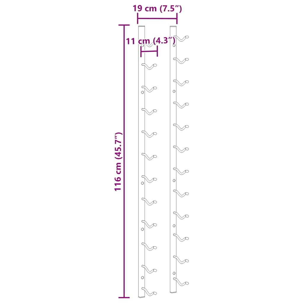 vidaXL Weinregal 12 Flaschen Wand schwarz Eisen