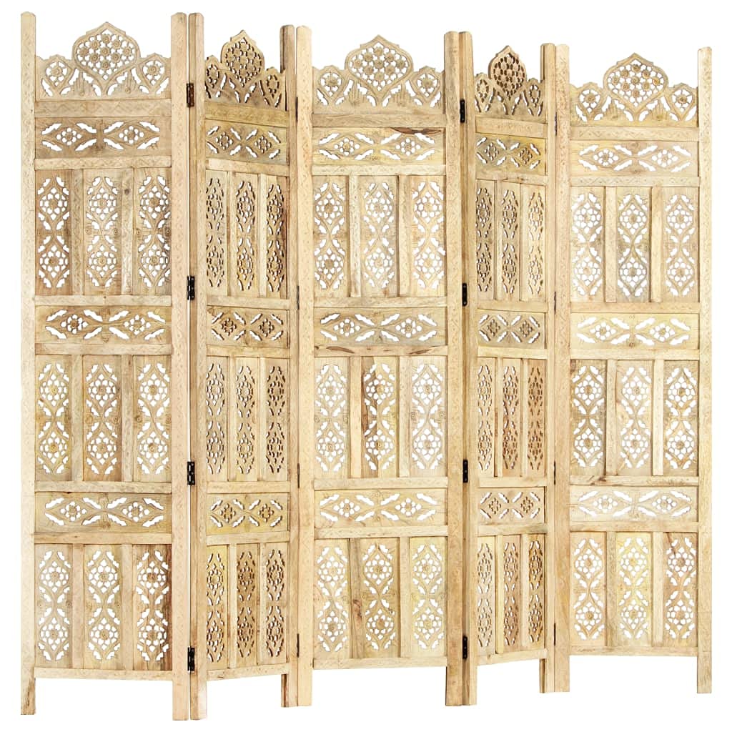 vidaXL Heim & Garten Paravent 5-tlg 200x165 cm Hellbraun Mango