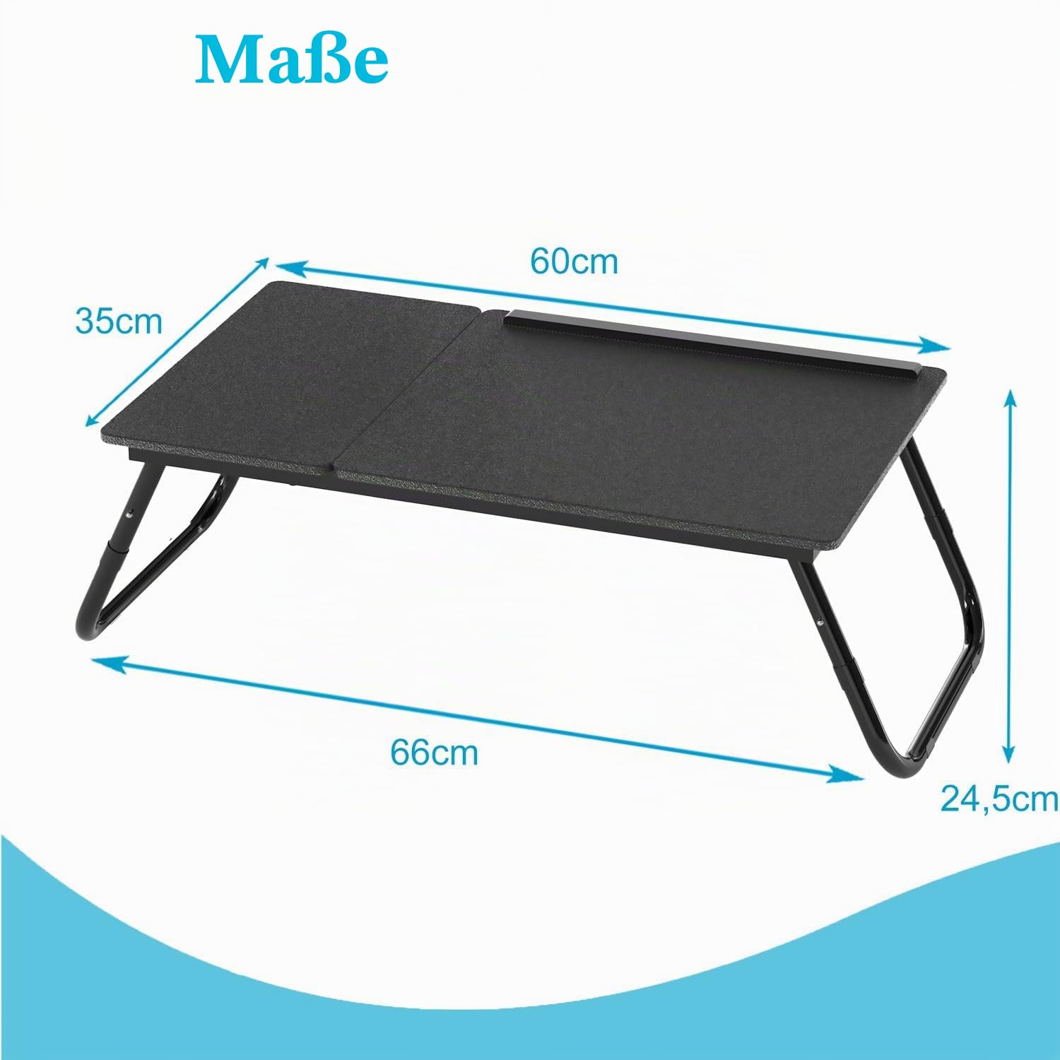 Intirilife Laptoptisch Schwarz 60x35 cm höhenverstellbar klappbar