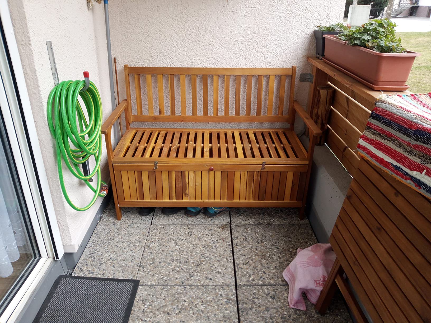 vidaXL Heim & Garten Gartenbank Stauraum 120cm Braun Akazie