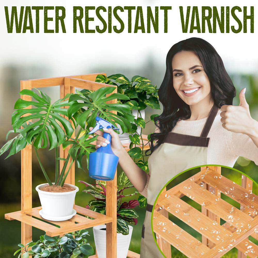 Serenelife Furniture Bambus Pflanzenständer 5 Ebenen 6 Ablagen