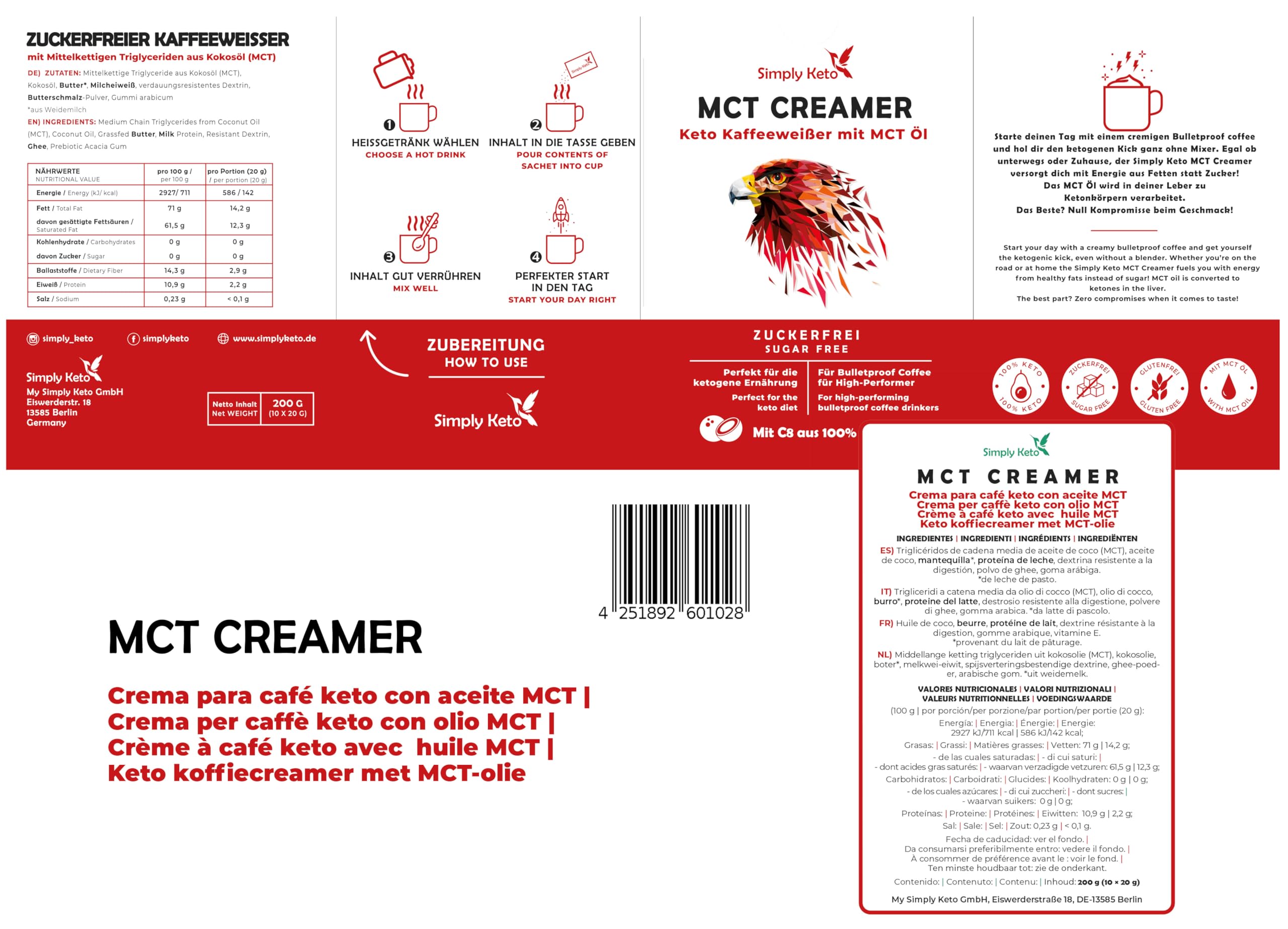 Simply Keto MCT Creamer 10x20g zuckerfrei Kaffeeweißer