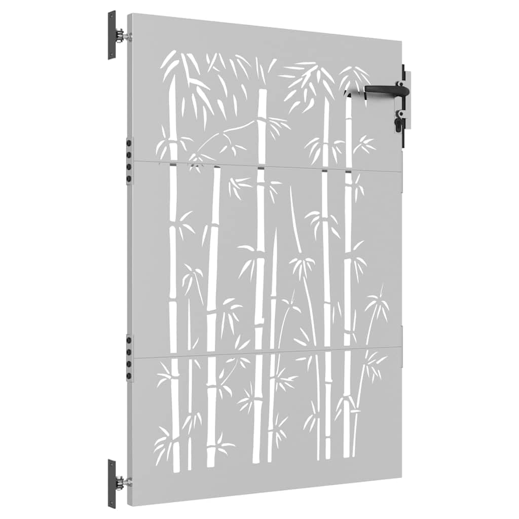 vidaXL Gartentor 85x125 cm Cortenstahl Bambus Rost Abschließbar