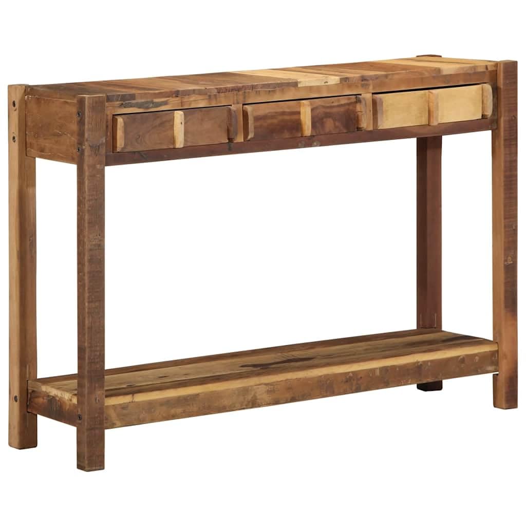 vidaXL Konsolentisch Massivholz Braun 107x33x76 3 Schubladen
