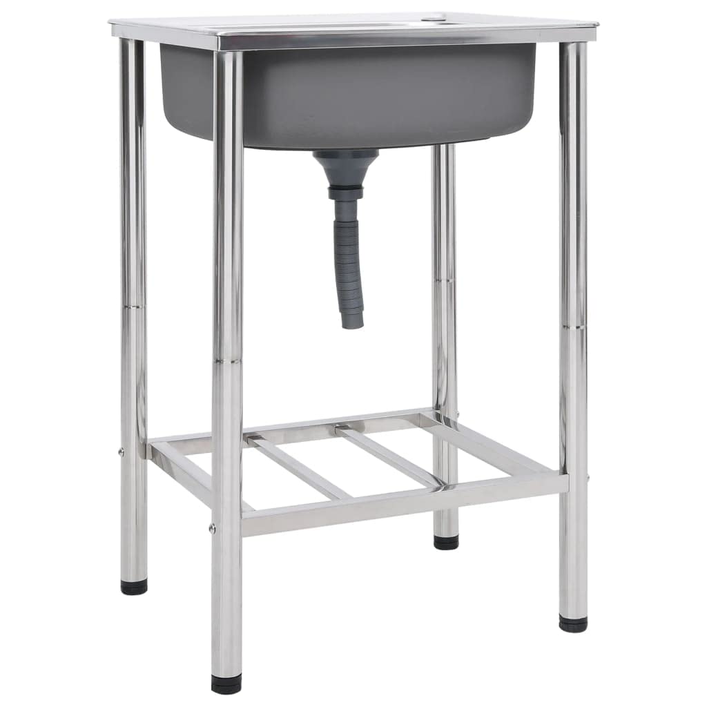 vidaXL Sportartikel Camping Spüle Edelstahl 55x45x18 cm silbern