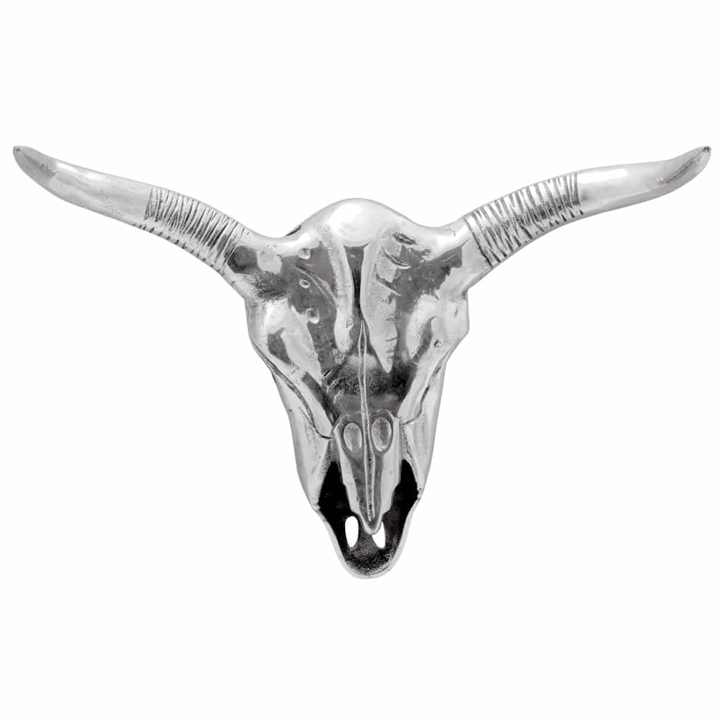 vidaXL Bullenschädel Wandskulptur Silber Aluminium 49 cm