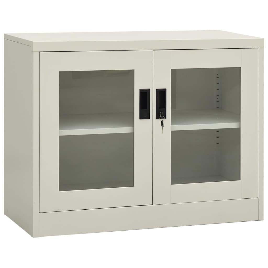 vidaXL Möbel Büroschrank Stahl Hellgrau 90x40x90 cm mit Glas