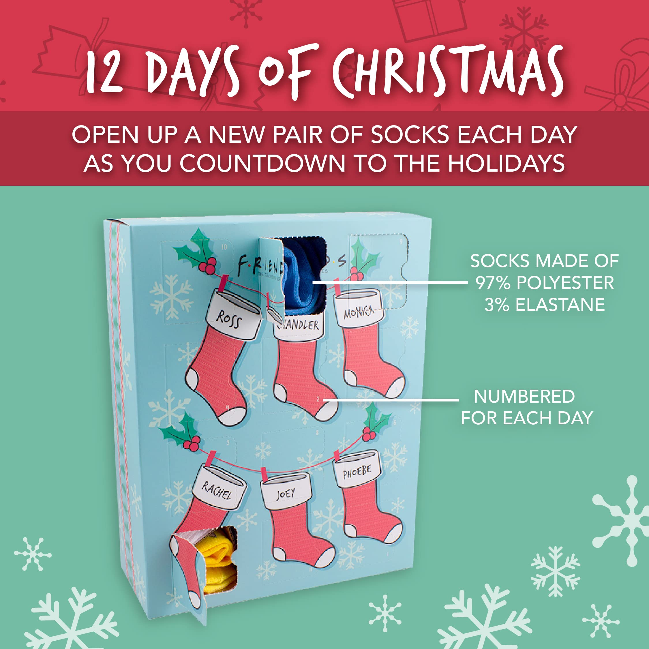 Paladone Friends Socken Adventskalender 12 Tage Unisex Polyester