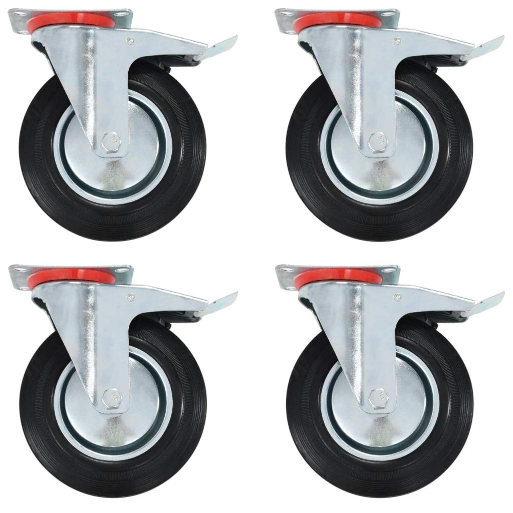 vidaXL Lenkrollen Doppelbremse 4 Stk 200 mm Gummi Möbelrollen