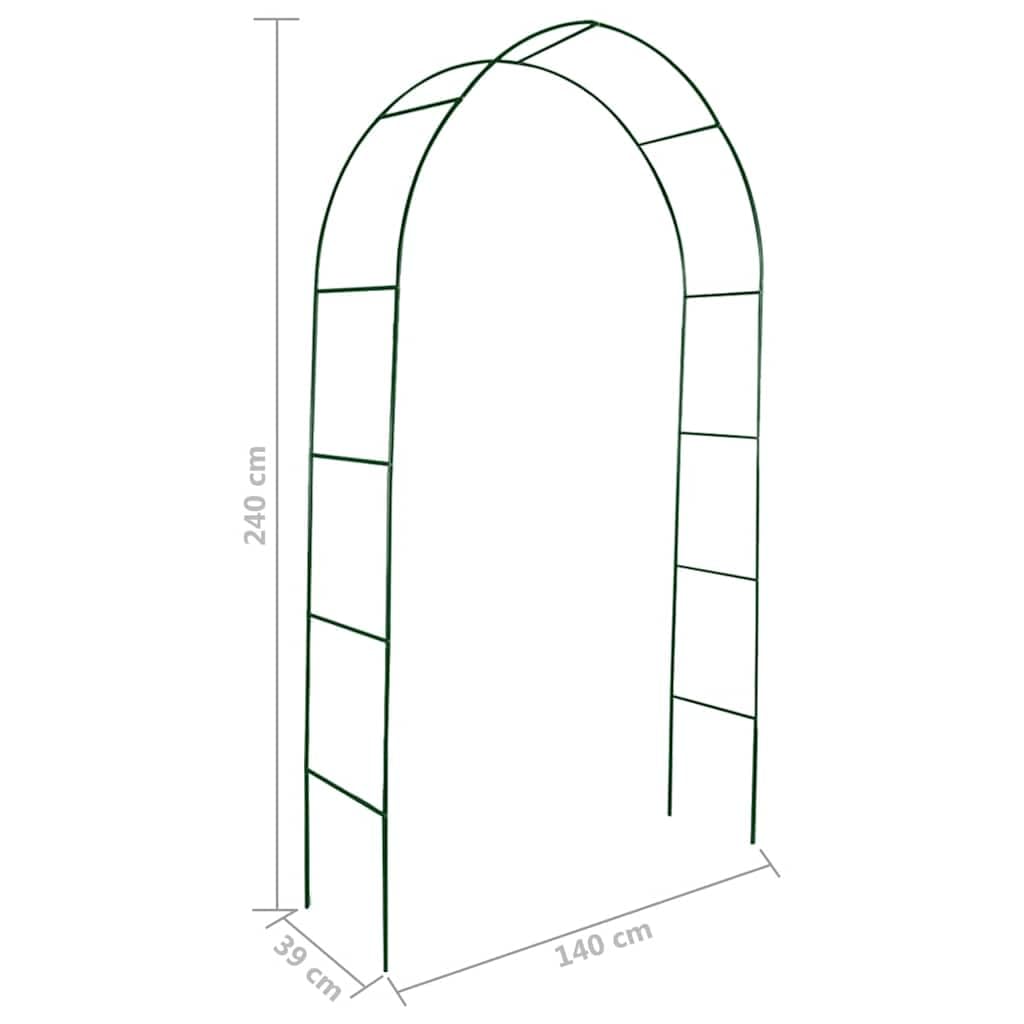 vidaXL Rosenbogen 2er Metall Dunkelgrün 140x240 Rankgitter