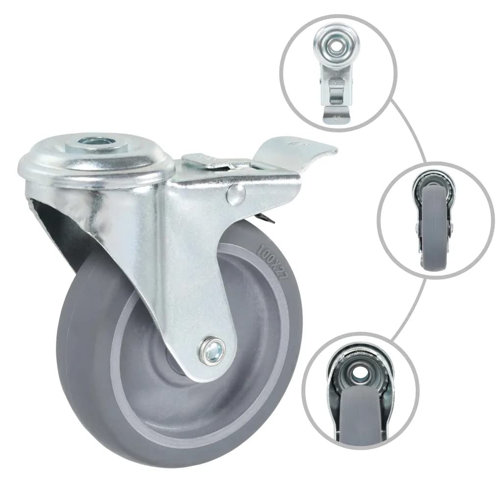 vidaXL 12x Lenkrollen 100 mm Schwerlastrollen 60 kg mit Bremse