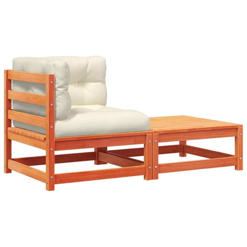 vidaXL Heim & Garten Garten-Ecksofa Kiefer mit Hocker Natur
