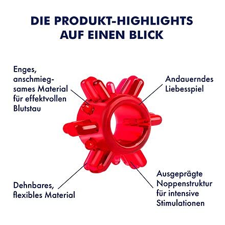 EIS Penisring mit Noppen Silikon rot dehnbar