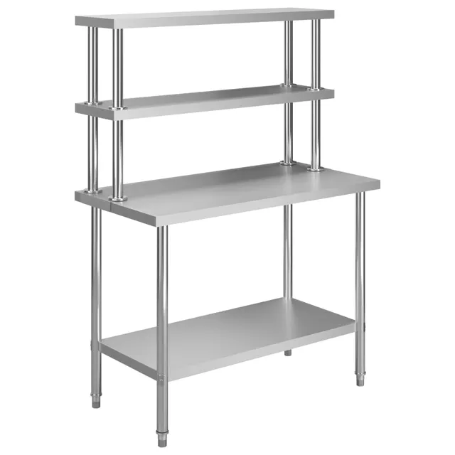 vidaXL Heim & Garten Arbeitstisch 120x60x150 Edelstahl Aufsatz