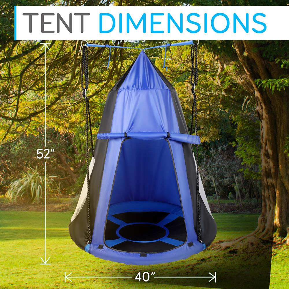 Serenelife Outdoor Swing Baumschaukel mit Zelt Blau 40 Zoll