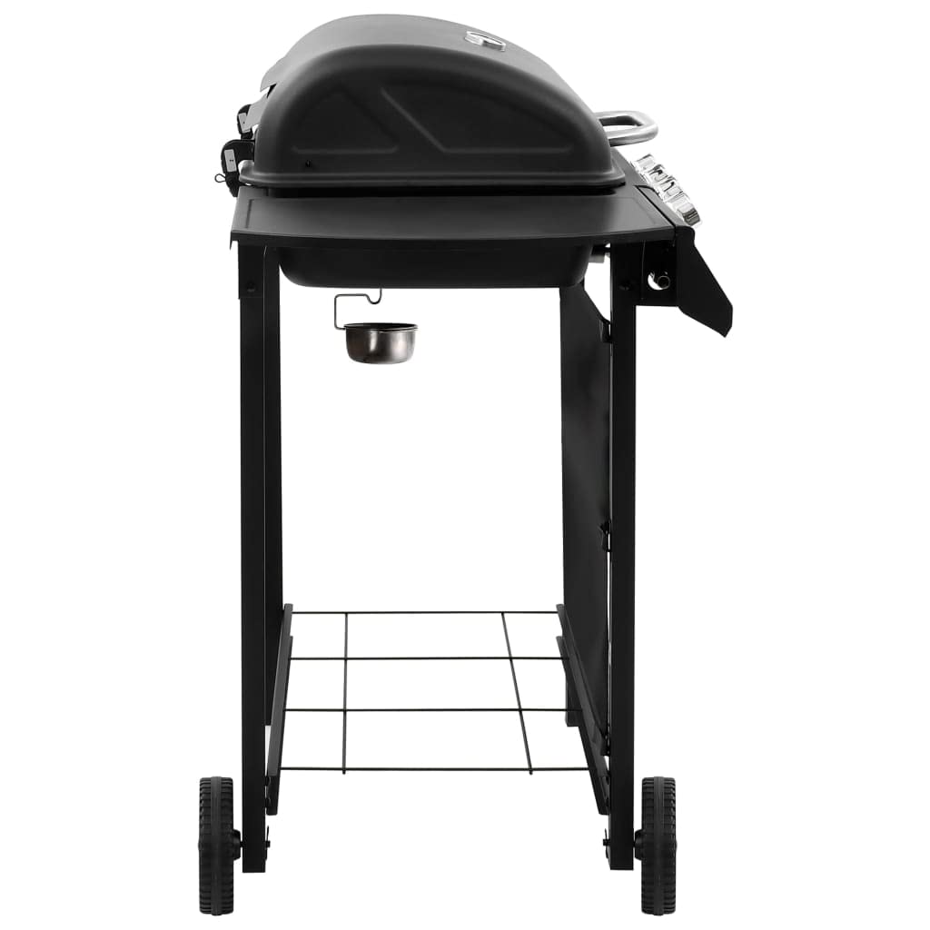 vidaXL Heim & Garten Gasgrill 4 Flammen Schwarz mit Deckel