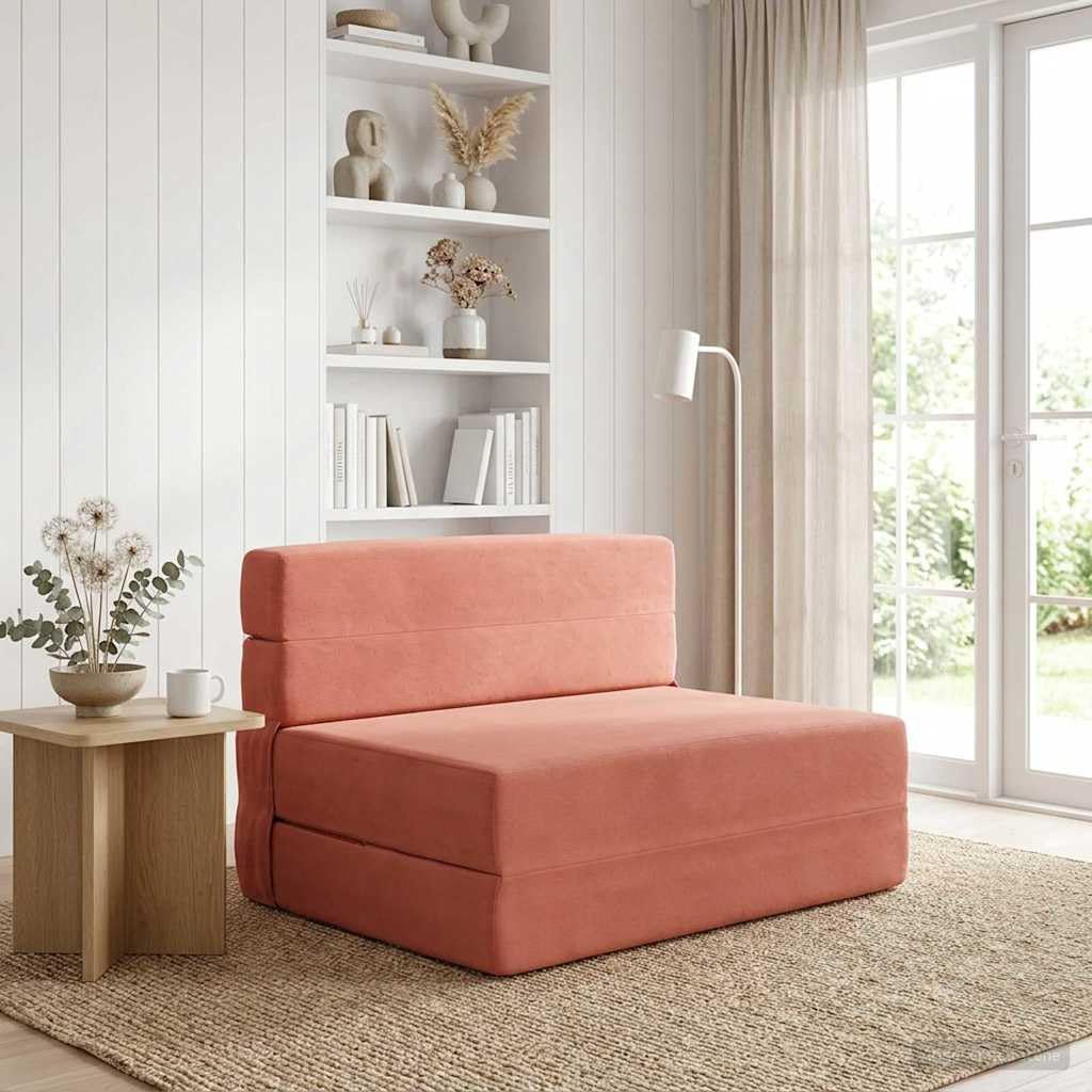 vidaXL Möbel Klappsofa Bett Rot-Orange 100 cm Stoff Schaumstoff