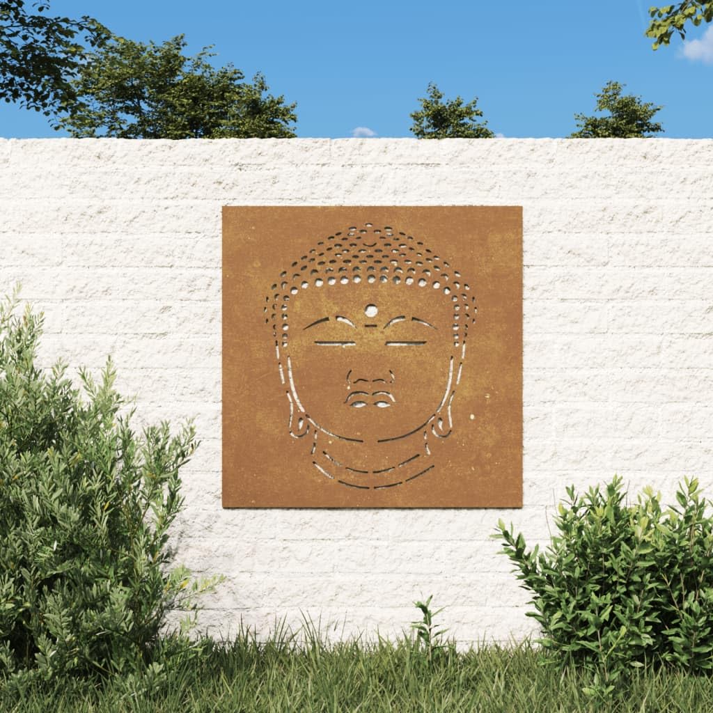 vidaXL Garten-Wanddeko 55x55cm Cortenstahl Buddha-Kopf Rost